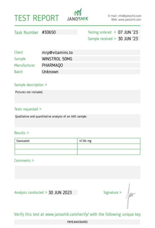 Pharmaqo Labs Winstrol 50 60 tabs x 50mg